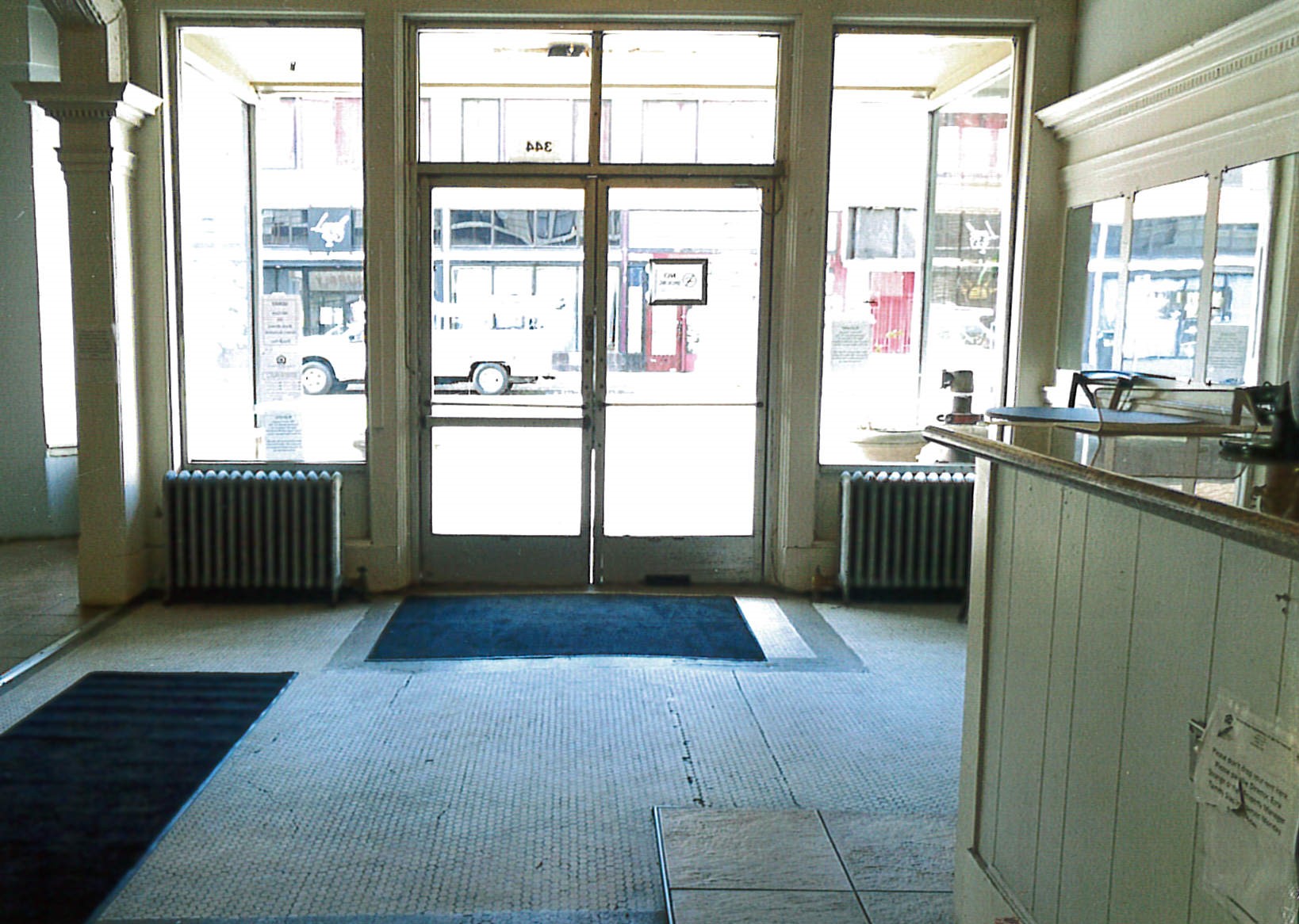 Before Hotel Menlo entrance, interior view